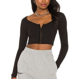 Superdown Black Long Sleeve Crop Top